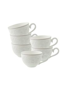 Villeroy & Boch Tasse VILLEROY & BOCH "Kaffeetassen Gray Pearl 120 ml 6er Set wei&szlig;", wei&szlig;, B:9cm H:6,1cm, Porzellan, Trinkgef&auml;&szlig;e, Tasse, Sp&uuml;lmaschinengeeignet, Mikrowellengeeignet
