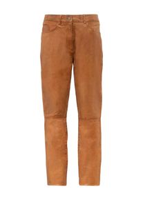 5-Pocket-Hose RICANO "Lederhose 9809", Damen, Gr. XXL, L&auml;nge 34, braun (cognac), Obermaterial: 100% Ziegennappaleder GONA., schmal, Hosen 5-Pocket-Hose, Handgefertigt aus echtem Leder