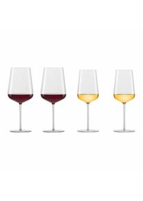 Gl&auml;ser-Set ZWIESEL GLAS "Chardonnay und Bordeaux Weingl&auml;ser Vervino 4er Set transparent", bunt (transparent), B:2cm H:2cm, Glas, Trinkgef&auml;&szlig;e, Gl&auml;ser-Set, Sp&uuml;lmaschinengeeignet