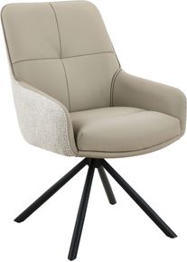 Armlehnstuhl Hela "FARO", cappuccino, beige, schwarz, cappuccino, B:61,5cm H:89,5cm T:67cm, Leder, Metall, Polyester, Stoff, St&uuml;hle, Armlehnstuhl, 360 drehbar, Materialkombi, Echtleder, Armlehnen