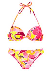 Push-Up-Bikini Venice Beach, Damen, Gr. 38, Cup C, bunt (koralle bedruckt), Recycling-Polyamid, bedruckt, floral, Bikini-Sets Push-Up-Bikini, mit floralem Print