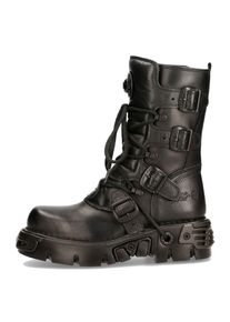 Plateaustiefel New Rock "Plateau Boots M-373-S18", Damen, Gr. 40, Normalschaft, schwarz, Obermaterial: 100% Rindnappaleder CNA., Schuhe Plateaustiefel, Handgefertigt, Made in Spain