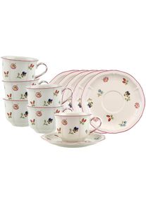 Villeroy & Boch Tasse VILLEROY & BOCH "Fr&uuml;hst&uuml;ckstassen mit Untertassen Petite Fleur 260 ml 6er Set bunt", bunt, B:17cm H:9,3cm &Oslash;:17cm, Porzellan, Trinkgef&auml;&szlig;e, Tasse, Sp&uuml;lmaschinenfest, Mikrowellensicher