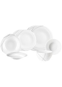 Geschirr-Set Seltmann Weiden "Einsteiger-Set Trio Highline 8er Set wei&szlig;-grau", bunt (wei&szlig;, grau), 8, Porzellan, Geschirr-Sets, Geschirr-Set, Sp&uuml;lmaschinenfest, Mikrowellensicher