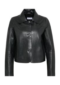 Bolerojacke RICANO "Lederjacke Jeena", Damen, Gr. XS, schwarz, Obermaterial: 100% Ziegenveloursleder GOVL. Futter: 100% Polyester PES., schmal cropped, Rundhals, Jacken Bolerojacke, Handgefertigt aus echtem Leder
