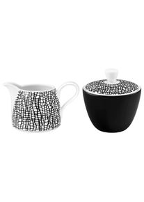 Milch- und Zuckerset Seltmann Weiden "Milch- und Zucker-Set Life Fashion je 260 ml", schwarz (glamorous schwarz), 2, Porzellan, Geschirr-Sets, Milch- und Zuckerset, Sp&uuml;lmaschinengeeignet, Mikrowellenfest, Ofenfest