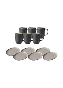 Ritzenhoff & Breker Geschirr-Set RITZENHOFF & BREKER "Kaffeeservice Jasper 12er Set", grau, 12, Keramik, Geschirr-Sets, Geschirr-Set, Sp&uuml;lmaschinengeeignet