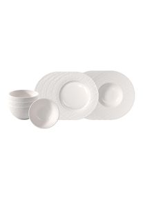 Villeroy & Boch Geschirr-Set VILLEROY & BOCH "Starter-Set Manufacture Ice 12er Set wei&szlig;", wei&szlig;, 12, Porzellan, Geschirr-Sets, Geschirr-Set, Sp&uuml;lmaschinenfest, Mikrowellensicher