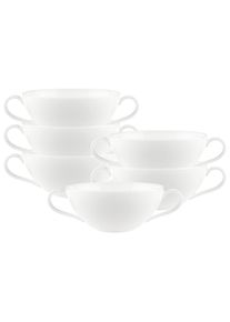 Villeroy & Boch Tasse VILLEROY & BOCH "Suppentassen Anmut 250 ml 6er Set wei&szlig;", wei&szlig;, B:13cm H:5,8cm, Porzellan, Trinkgef&auml;&szlig;e, Tasse, Sp&uuml;lmaschinenfest, Mikrowellensicher