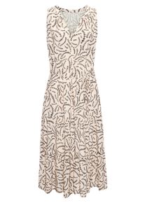 Midikleid Vivance, Damen, Gr. 42, N-Gr, beige, grau bedruckt, Web, Obermaterial: 100% Viskose, bedruckt, figurumspielend ca. Mitte Wade, V-Ausschnitt, Kleider Midikleid, aus gewebter Viskose, Sommerkleid