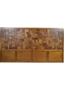 Kopfteil Sit "Bett-Kopfteil Teak Mosaik Massivholz Wandpaneel Design", braun, B:220cm H:120cm T:5cm, Massivholz, Polsterauflagen, Kopfteil, Teak Massivholz Kopfteil im Mosaikmuster einzigartiges Design