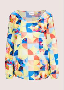 Madeleine Mode Langarmbluse MADELEINE "Bluse Bluse", Damen, Gr. 34, gelb (gelb, blau, gemustert), Obermaterial: 100% Viskose CV., Modern, Blusen Langarmbluse