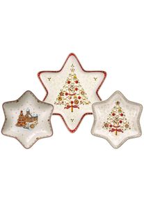 Villeroy & Boch Schale VILLEROY & BOCH "Sternschalen-Set Winter Bakery Delight 3er Set bunt", bunt, B:2cm H:2cm L:2cm T:2cm &Oslash;:0,01cm, Sch&uuml;sseln, Schale, Mikrowellengeeignet