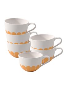 Villeroy & Boch Tasse VILLEROY & BOCH "Cappuccinotassen Fleur Couleur 300 ml 6er Set", gelb (soleil), B:11cm H:7cm &Oslash;:11cm, Porzellan, Trinkgef&auml;&szlig;e, Tasse, Sp&uuml;lmaschinenfest, Mikrowellensicher