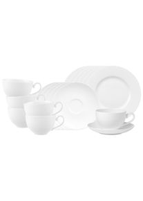 Villeroy & Boch Geschirr-Set VILLEROY & BOCH "Cappucchino-Set Royal 18er Set wei&szlig;", wei&szlig;, 18, Porzellan, Geschirr-Sets, Geschirr-Set, Sp&uuml;lmaschinengeeignet, Mikrowellenfest
