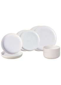 Geschirr-Set "Einsteiger-Set Crafted 8er Set", wei&szlig; (cotton), 8, Porzellan, LIKE. BY VILLEROY & BOCH, Geschirr-Sets, Geschirr-Set, Sp&uuml;lmaschinengeeignet, Mikrowellengeeignet