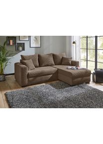 Jockenh&ouml;fer Ecksofa JOCKENH&Ouml;FER GRUPPE "Elmau L-Form, B: 235 cm", grau (taupe), B:235cm T:90cm, Korpus: 100% Polyester;Kissen: 100% Polyester, Sofas, Ecksofa, mit Bettfunktion, Bettkasten & 2 Zierkissen