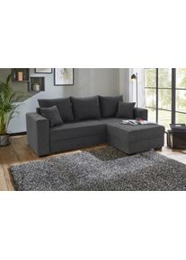 Jockenh&ouml;fer Ecksofa JOCKENH&Ouml;FER GRUPPE "Elmau L-Form, B: 235 cm", grau (anthrazit), B:235cm T:90cm, Korpus: 100% Polyester;Kissen: 100% Polyester, Sofas, Ecksofa, mit Bettfunktion, Bettkasten & 2 Zierkissen