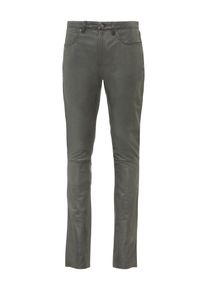 5-Pocket-Hose RICANO "Lederhose Slim Fit", Herren, Gr. 42, L&auml;nge 34, grau, Obermaterial: 100% Lammnappaleder LANA., schmal, Hosen 5-Pocket-Hose, Handgefertigt aus echtem Leder
