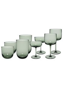 Gl&auml;ser-Set "Komplett-Gl&auml;ser-Set Like Glass 8er Set", gr&uuml;n (sage), B:2cm H:2cm, Glas, LIKE. BY VILLEROY & BOCH, Trinkgef&auml;&szlig;e, Gl&auml;ser-Set, Handw&auml;sche wird empfohlen