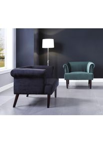 Sessel "Charlie", schwarz, B:86cm H:70cm T:74cm, Samtvelours (100% Polyester), ATLANTIC HOME COLLECTION, Sessel, Sessel, Loungesessel mit Wellenunterfederung