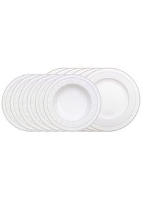Villeroy & Boch Geschirr-Set VILLEROY & BOCH "Tafelservice Gray Pearl 12er Set wei&szlig;", wei&szlig;, 12, Porzellan, Geschirr-Sets, Geschirr-Set, Sp&uuml;lmaschinengeeignet, Mikrowellengeeignet