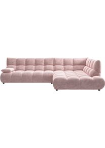 Ecksofa Home Affaire "Graceland, mit klappbarer Armlehne, Breite 324 cm", rosa (rosewood), B:324cm H:85cm T:211cm, 100% Polyester, Sofas, Ecksofa, mit eleganter Steppung, Rundumbezug & weicher Polsterung