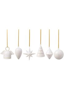 Weihnachtsfigur "Ornamente-Set Winter Glow 6er Set beige", beige, B:2cm H:2cm T:2cm, LIKE. BY VILLEROY & BOCH, Dekofiguren, Weihnachtsfigur