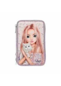 Buntstift Depesche "3-Fach Federtasche BLOOMING KITTY TOPModel 7,5 x 13 x 20 cm flieder", Kinder, lila (flieder), Kunststoff, Stifte Buntstift