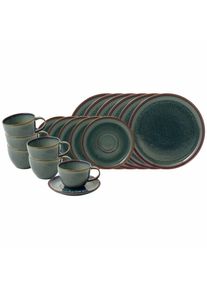 Geschirr-Set "Kaffeeservice Crafted 18er Set", gr&uuml;n (breeze), 18, Porzellan, LIKE. BY VILLEROY & BOCH, Geschirr-Sets, Geschirr-Set, Sp&uuml;lmaschinengeeignet, Mikrowellengeeignet