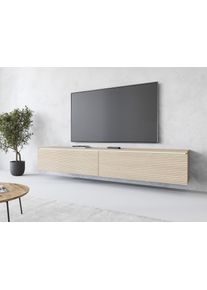 Lowboard Home Affaire "LOWBOARD VERA, wahlweise mit oder ohne Beleuchtung", braun (eichefarben gaja gefr&auml;st), B:180cm H:30cm T:33cm, Sideboards, Lowboard, Modernes griffloses TV-Board, 180 cm TV-Schrank, stehend und h&auml;ngend