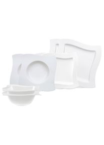 Villeroy & Boch Geschirr-Set VILLEROY & BOCH "Einsteiger-Set NewWave 8er Set wei&szlig;", wei&szlig;, 8, Porzellan, Geschirr-Sets, Geschirr-Set, Sp&uuml;lmaschinengeeignet, Mikrowellengeeignet