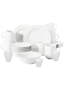 Geschirr-Set Seltmann Weiden "Fr&uuml;hst&uuml;cks-Set Rondo/Liane 24er Set wei&szlig;", wei&szlig;, 24, Porzellan, Geschirr-Sets, Geschirr-Set, Sp&uuml;lmaschinenfest, Mikrowellensicher, Ofenfest