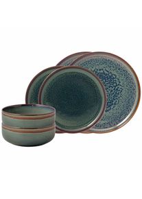 Geschirr-Set "Basic-Set Crafted 6er Set", gr&uuml;n (breeze), 6, Porzellan, LIKE. BY VILLEROY & BOCH, Geschirr-Sets, Geschirr-Set, Sp&uuml;lmaschinengeeignet, Mikrowellengeeignet