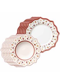 Villeroy & Boch Geschirr-Set VILLEROY & BOCH "Tafelservice Toy's Delight 12er Set wei&szlig;", wei&szlig;, 12, Porzellan, Geschirr-Sets, Geschirr-Set, Mikrowellengeeignet