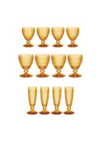 Villeroy & Boch Gl&auml;ser-Set VILLEROY & BOCH "Wasser-, Wein- und Sektgl&auml;ser Boston Coloured 12er Set", gelb (saffron), B:2cm H:2cm, Glas, Trinkgef&auml;&szlig;e, Gl&auml;ser-Set, Sp&uuml;lmaschinenfest