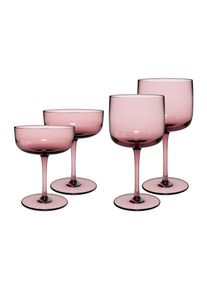 Gl&auml;ser-Set "Wein- und Sektgl&auml;ser Like Glass 4er Set", pink (grape), B:2cm H:2cm, Glas, LIKE. BY VILLEROY & BOCH, Trinkgef&auml;&szlig;e, Gl&auml;ser-Set, Handw&auml;sche wird empfohlen