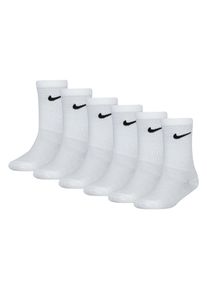 Sportsocken Nike Sportswear "NHN NIKE PACK CREW f&uuml;r Kinder 6-7 Jahre", M&auml;dchen, wei&szlig;, Polyester, Socken Sportsocken, bequemer Tragekomfort, mit Elasthan-Anteil, weiches Material