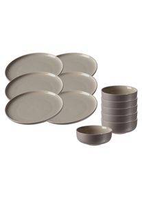 Ritzenhoff & Breker Geschirr-Set RITZENHOFF & BREKER "Fr&uuml;hst&uuml;cksset Jasper 12er Set", grau (taupe), 12, Keramik, Geschirr-Sets, Geschirr-Set, Sp&uuml;lmaschinengeeignet