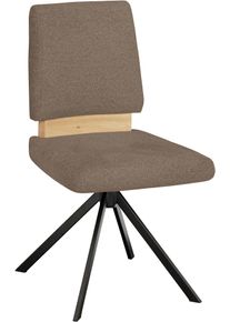 Drehstuhl MASSIVLINE & MORE "Br&uuml;gge 301", mittelbraun, schwarz, mittelbraun, B:48cm H:92cm T:59,5cm, Holzwerkstoff, Metall, Stoff, St&uuml;hle, Drehstuhl
