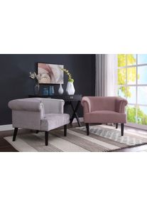 Sessel "Charlie", rosa, B:86cm H:70cm T:74cm, Samtvelours (100% Polyester), ATLANTIC HOME COLLECTION, Sessel, Sessel, Loungesessel mit Wellenunterfederung