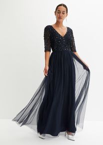 bonprix Abendkleid aus zartem T&uuml;ll mit Paillettenstickerei, blau, Gr.40, Elegantes Kleid aus T&uuml;ll mit bezaubernder Paillettenstickerei im Oberteil