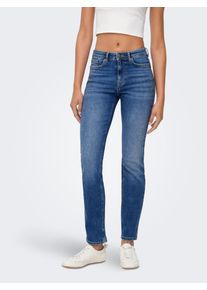 Slim-fit-Jeans Only "ONLSUI MID SLIM RHINESTONE DNM TAI", Damen, Gr. S (36), L&auml;nge 30, blau (medium blau denim), Denim/Jeans, Obermaterial: 92% Baumwolle, 6% Elastomultiester, 2% Elasthan, unifarben, slim fit, Jeans Slim-fit-Jeans