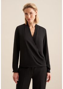 Wickelbluse Seidensticker "Schwarze Rose", Damen, Gr. S(36), schwarz, 100% Polyester, unifarben, regular fit, V-Ausschnitt, Blusen Wickelbluse, V-Neck Uni