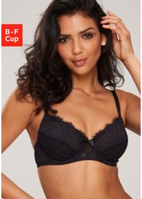 B&uuml;gel-BH Lascana "Cara", Damen, Gr. 85, Cup B, schwarz, Spitze, Obermaterial: 79% Polyamid, 11% Elasthan, 10% Polyester, BHs B&uuml;gel-BH, mit femininer Spitze&ndash; auch ideal f&uuml;r gro&szlig;e Gr&ouml;&szlig;en