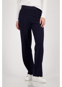 Jogger Pants monari "Basic Lurex", Damen, Gr. 36, N-Gr, marine, Web, Obermaterial: 55% Polyester, 38% Viskose, 7% Elasthan. B&uuml;ndchen: 80% Polyester, 20% Elasthan, unifarben, straight fit lang, Hosen Jogger Pants, elastischer Bund mit Glitzerstreifen, Straight Fit
