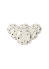 Villeroy & Boch Untertasse VILLEROY & BOCH "Kaffeeuntertassen Petite Fleur &oslash; 14,5 cm 6er Set wei&szlig;", wei&szlig;, B:14,5cm H:2cm L:14,5cm T:14,5cm &Oslash;:14,5cm, Speiseteller, Untertasse, Sp&uuml;lmaschinengeeignet, Mikrowellengeeignet