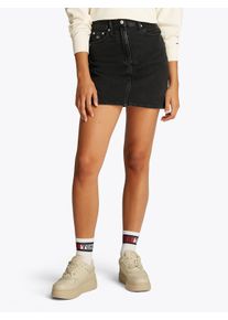 Jeansrock Tommy Jeans "MOM SKIRT BI8080", Damen, Gr. 34, schwarz (denim schwarz), Denim/Jeans, Obermaterial: 100% Baumwolle, unifarben, normal mini, R&ouml;cke Jeansrock, in schwarzer Waschung, in Mini-L&auml;nge