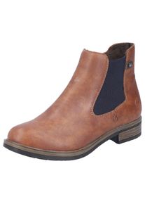 Chelseaboots Rieker, Damen, Gr. 43, braun, Lederimitat, unifarben, Schuhe Chelseaboots, Schlupfboots, Stiefelette, Blockabsatz, mit w&auml;rmendem Textilfutter