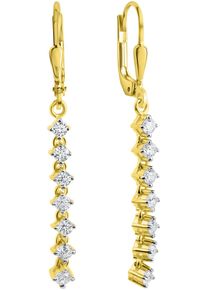 Paar Ohrh&auml;nger Firetti "Schmuck Geschenk Gold 375 Ohrschmuck Ohrring St&auml;bchen", gelb (gelbgoldfarben, wei&szlig;goldfarben, kristallwei&szlig;, kristallwei&szlig;), Ohrringe, Damen, Gelbgold 375, Paar Ohrh&auml;nger, mit Zirkonia (synth.)